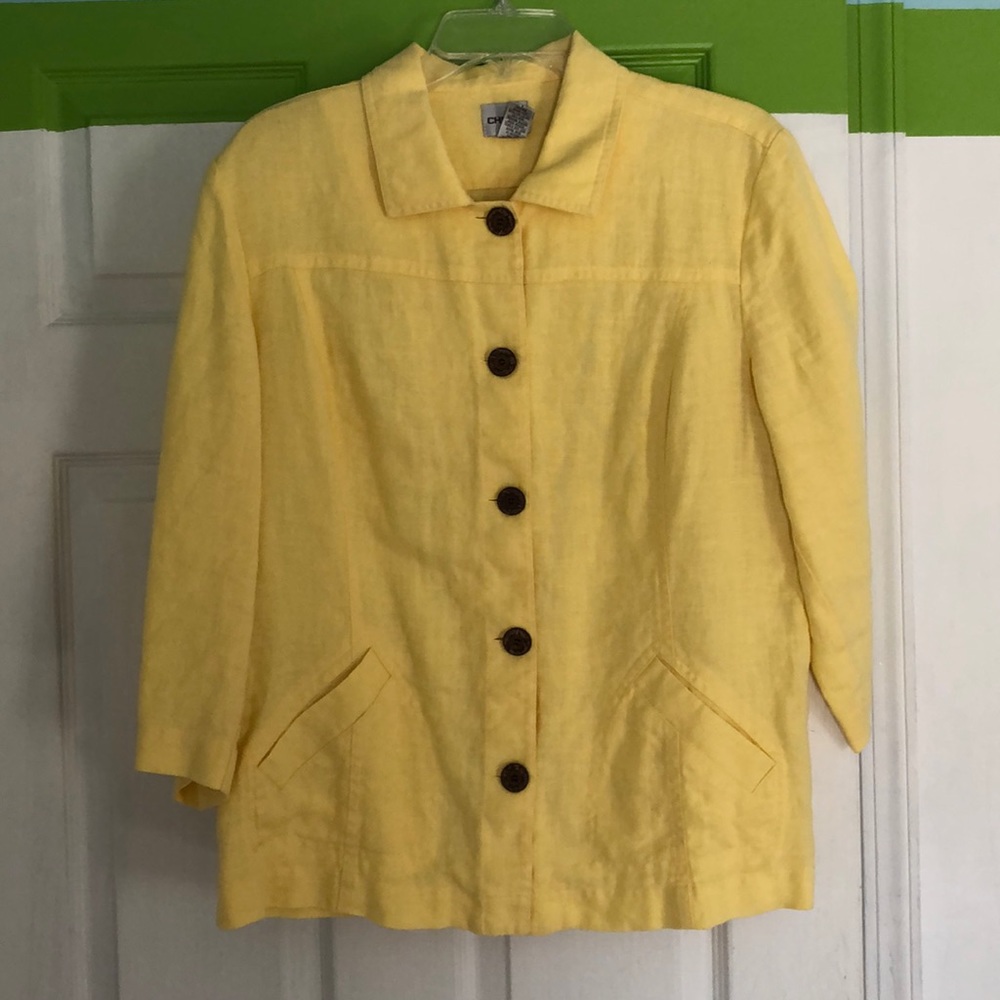 Yellow linen shirt jacket